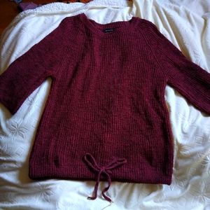 Massimo Dutti Italy Ribbed Drawstring Hem 3/4 Sleeve Medium